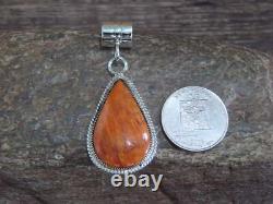 Pendentif en argent sterling et huître épineuse amérindien Navajo par Yazzie
