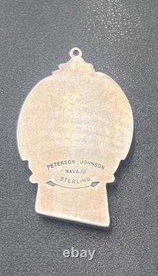 Pendentif en argent sterling et turquoise Navajo Peterson Johnson amérindien