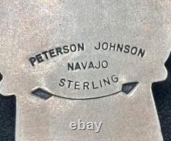 Pendentif en argent sterling et turquoise Navajo Peterson Johnson amérindien