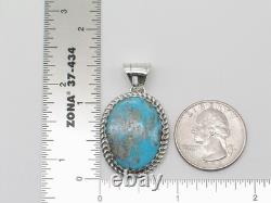 Pendentif en argent sterling et turquoise fait main par un Navajo Amérindien