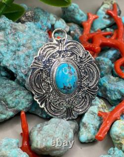 Pendentif en argent sterling et turquoise navajo amérindien