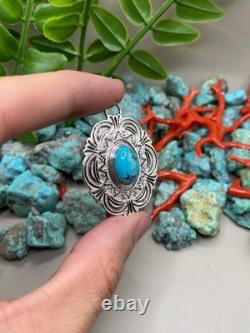 Pendentif en argent sterling et turquoise navajo amérindien