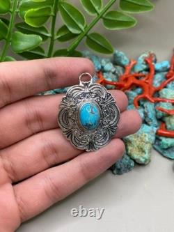 Pendentif en argent sterling et turquoise navajo amérindien