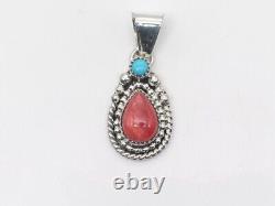 Pendentif en argent sterling fait main Navajo Amérindien et multi-pierres