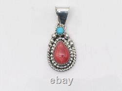 Pendentif en argent sterling fait main Navajo Amérindien et multi-pierres
