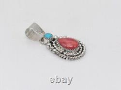Pendentif en argent sterling fait main Navajo Amérindien et multi-pierres
