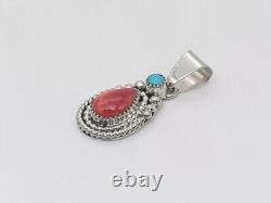 Pendentif en argent sterling fait main Navajo Amérindien et multi-pierres
