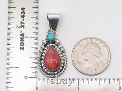 Pendentif en argent sterling fait main Navajo Amérindien et multi-pierres