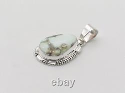 Pendentif en argent sterling fait main Navajo amérindien et variscite palomino