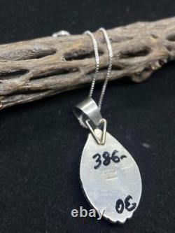 Pendentif en argent sterling fait main amérindien Navajo avec opale de feu blanche