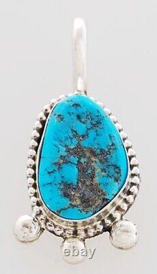 Pendentif en argent sterling fait main navaho amérindien avec turquoise