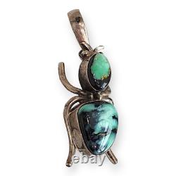 Pendentif en argent sterling turquoise bug Navajo Amérindien Paul Livingston
