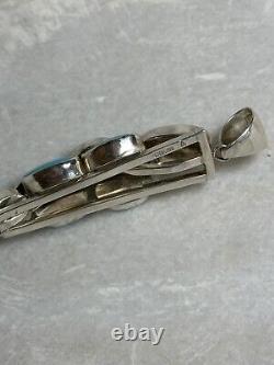 Pendentif en argent sterling turquoise en cascade signé par un Amérindien Navajo