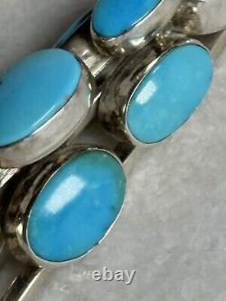Pendentif en argent sterling turquoise en cascade signé par un Amérindien Navajo