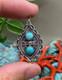 Pendentif En Argent Sterling Turquoise Navajo Am&eacute;rindien