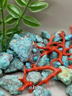 Pendentif en argent sterling turquoise navajo amérindien