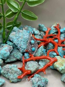 Pendentif en argent sterling turquoise navajo amérindien