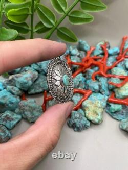 Pendentif en argent sterling turquoise navajo amérindien