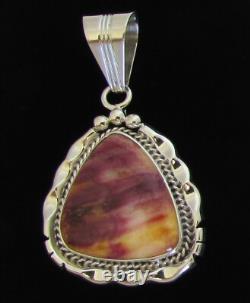 Pendentif en huître épineuse violette navajo amérindien par Samuel Yellowhair 2L