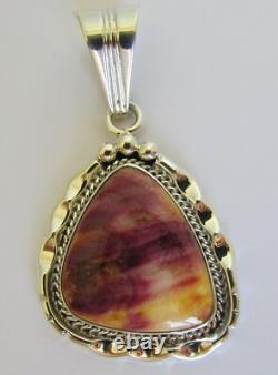 Pendentif en huître épineuse violette navajo amérindien par Samuel Yellowhair 2L