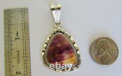 Pendentif en huître épineuse violette navajo amérindien par Samuel Yellowhair 2L