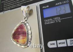 Pendentif en huître épineuse violette navajo amérindien par Samuel Yellowhair 2L