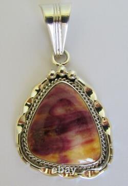 Pendentif en huître épineuse violette navajo amérindien par Samuel Yellowhair 2L