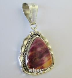 Pendentif en huître épineuse violette navajo amérindien par Samuel Yellowhair 2L