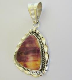 Pendentif en huître épineuse violette navajo amérindien par Samuel Yellowhair 2L