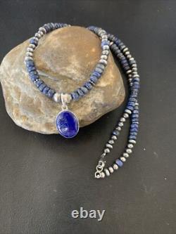 Pendentif en lapis-lazuli bleu amérindien Navajo en argent sterling collier 12251