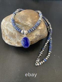 Pendentif en lapis-lazuli bleu amérindien Navajo en argent sterling collier 12251