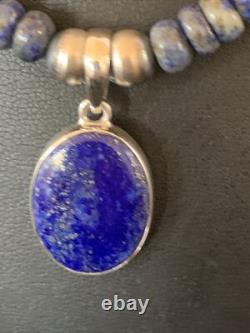 Pendentif en lapis-lazuli bleu amérindien Navajo en argent sterling collier 12251