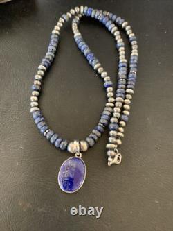 Pendentif en lapis-lazuli bleu amérindien Navajo en argent sterling collier 12251