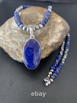 Pendentif en lapis-lazuli bleu collier en argent sterling amérindien Navajo 20 11915