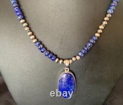 Pendentif en lapis-lazuli bleu collier en argent sterling amérindien Navajo 20 11915