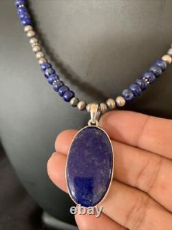 Pendentif en lapis-lazuli bleu collier en argent sterling amérindien Navajo 20 11915