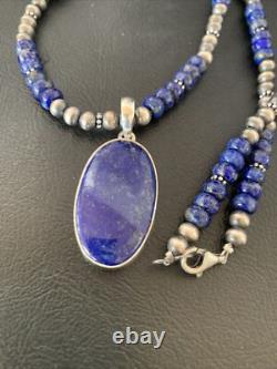 Pendentif en lapis-lazuli bleu collier en argent sterling amérindien Navajo 20 11915