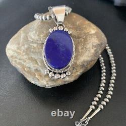 Pendentif en lapis-lazuli bleu, perles navajo amérindiennes, collier en argent sterling 11678