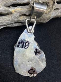 Pendentif en plumes en argent sterling traditionnel amérindien Navajo avec chaîne de 20 pouces