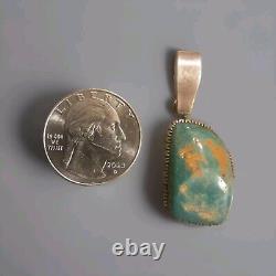 Pendentif en turquoise Royston américain natif et en argent marqué VB Sterling, cadeau