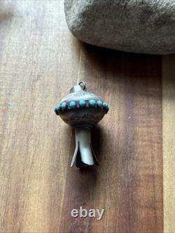 Pendentif fait main en argent sterling avec turquoise en fleur Navajo Amérindien