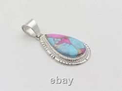 Pendentif fait main en argent sterling et coton sucré des Navajos amérindiens