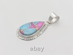 Pendentif fait main en argent sterling et coton sucré des Navajos amérindiens