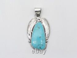 Pendentif fait main en argent sterling et turquoise Kingman des Amérindiens Navajo