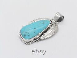 Pendentif fait main en argent sterling et turquoise Kingman des Amérindiens Navajo