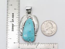 Pendentif fait main en argent sterling et turquoise Kingman des Amérindiens Navajo