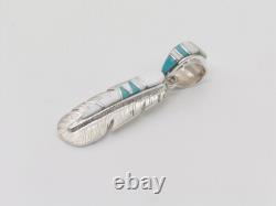 Pendentif fait main en argent sterling navajo avec pierres multiples amérindiennes