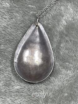 Pendentif goutte large en argent turquoise corail navajo amérindien avec collier
