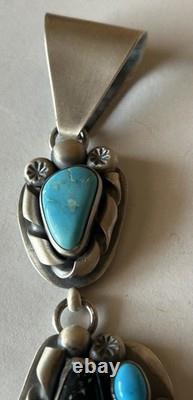 Pendentif rare en turquoise du Nevada signé Navajo Jimmy Secatero