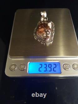 Pendentif signé en argent sterling avec Appaloosa Navajo/Magnesite amérindien